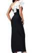 One Shoulder Puff Detail Maxi Dress Black White