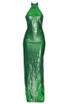 Halter Sequin Maxi Dress Green