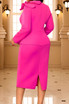 Long Sleeve Ruffle Peplum Midi Dress Hot Pink