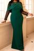 Long Sleeve Pearl Maxi Dress Green Black