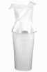 One Shoulder Peplum Midi Dress White
