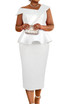 One Shoulder Peplum Midi Dress White