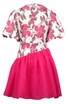 Short Sleeve Floral A Line Dress Hot Pink