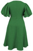 Puff Sleeve A Line Midi Dress Green