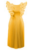 Ruffle Pleated A Line Midi Dress Yellow