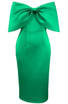 Off Shoulder Bow Midi Dress Green