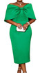 Off Shoulder Bow Midi Dress Green