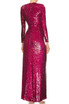 Long Sleeve Sequin Ruched Maxi Dress Watermelon