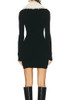 Long Sleeve Fleece Detail Ribbed Dress Black