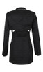 Long Sleeve Crystal Trim Blazer Dress Black