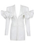 Long Sleeve Puff Detail Blazer Dress White
