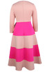 Long Sleeve Bow A Line Midi Dress Pink Hot Pink