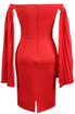 Cape Sleeves Midi Dress Red