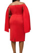 Cape Sleeves Midi Dress Red