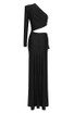 One Sleeve Cut Out Maxi Dress Black