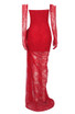 Strapless Lace Corset Maxi Dress Red