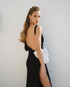 One Sleeve Bow Backless Maxi Dress Black - Rosie Huntington-Whiteley