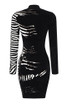 Long Sleeve Zebra Dress Black