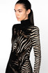 Long Sleeve Zebra Dress Black