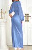 One Sleeve Off Shoulder Draped Maxi Dress Blue