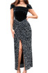 Draped Velvet Sequin Maxi Dress Black