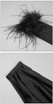 One Sleeve Feather Maxi Dress Black