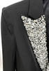 Long Sleeve Crystal Lapel Blazer Dress Black