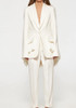 Long Sleeve Pleated Ruffle Blazer White