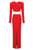Long Sleeve Two Piece Maxi Dress Red