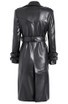 Long Sleeve Midi Faux Leather Coat Dress Black