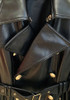 Long Sleeve Midi Faux Leather Coat Dress Black