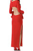 Long Sleeve Bow Detail Backless Maxi Dress Red
