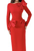 Long Sleeve Bow Detail Backless Maxi Dress Red