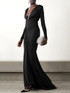 Long Sleeve Ruched Mermaid Maxi Dress Black