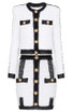 Long Sleeve Button Detail Two Piece Dress Black White