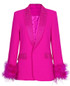 Long Sleeve Feather Crystal Blazer Hot Pink