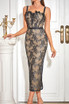 Sparkly Lace Corset Midi Dress Black