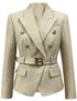 Long Sleeve Belt Blazer Khaki