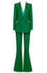 Long Sleeve Satin Detail Suit Green