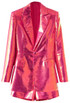 Long Sleeve Sequin Short Suit Hot Pink