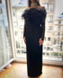 Long Sleeve Feather Sequin Maxi Dress Black