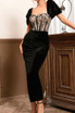 Lace Corset Maxi Velvet Dress Black