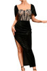 Lace Corset Maxi Velvet Dress Black