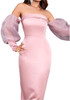 Puff Long Sleeve Maxi Dress Pink