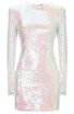 Long Sleeve Duochrome Sequin Dress White