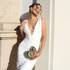 Bustier Ruched Maxi Dress White