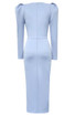Puff Long Sleeve Bustier Midi Dress Blue