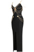 Flower Chain Detail Maxi Dress Black