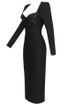 Long Sleeve Embellished Midi Dress Black