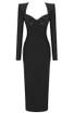 Long Sleeve Embellished Midi Dress Black